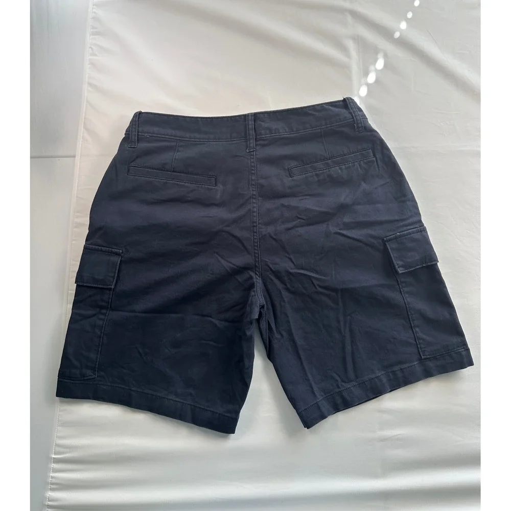 Old Navy Mens 32 Lived-In Straight Cargo Shorts Navy Blue Built-In Flex Stretch